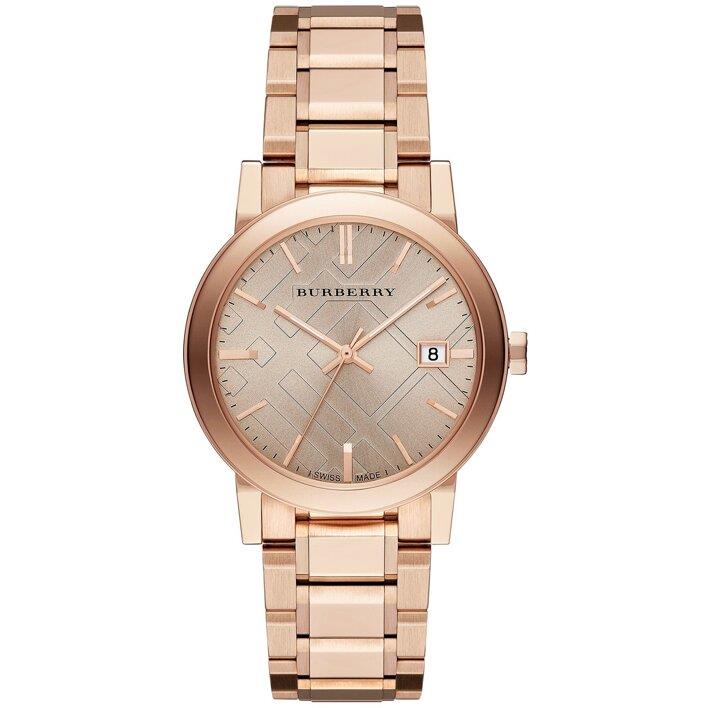 Burberry BU9034 Damen Uhr mit rosafarbenem Zifferblattund roségoldenem Ton Burberry BU9034 Damen Uhr mit rosafarbenem Zifferblattund roségoldenem Ton